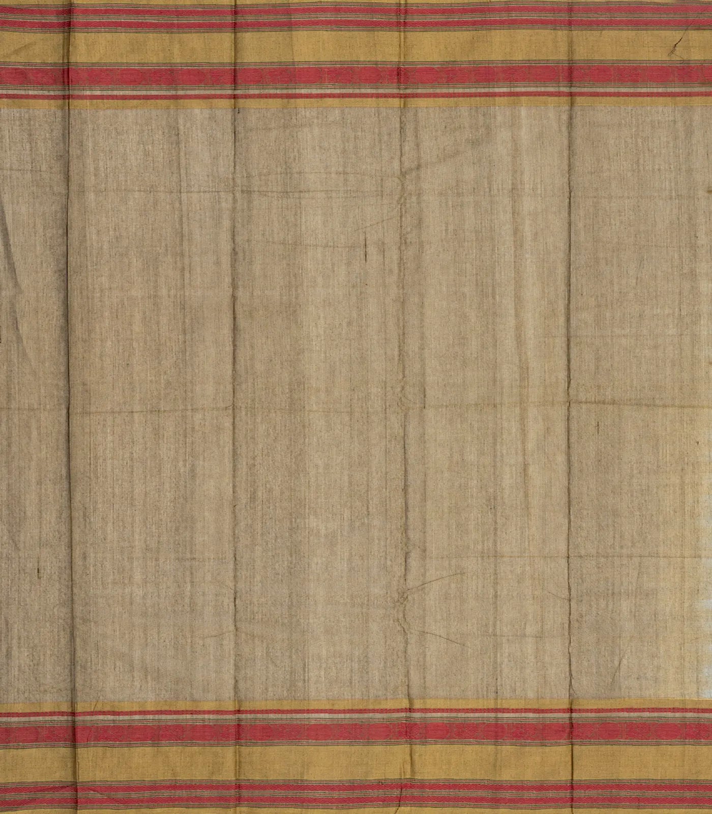 Cream Handloom Korvai Kanchi Cotton Saree With Annam Buttas