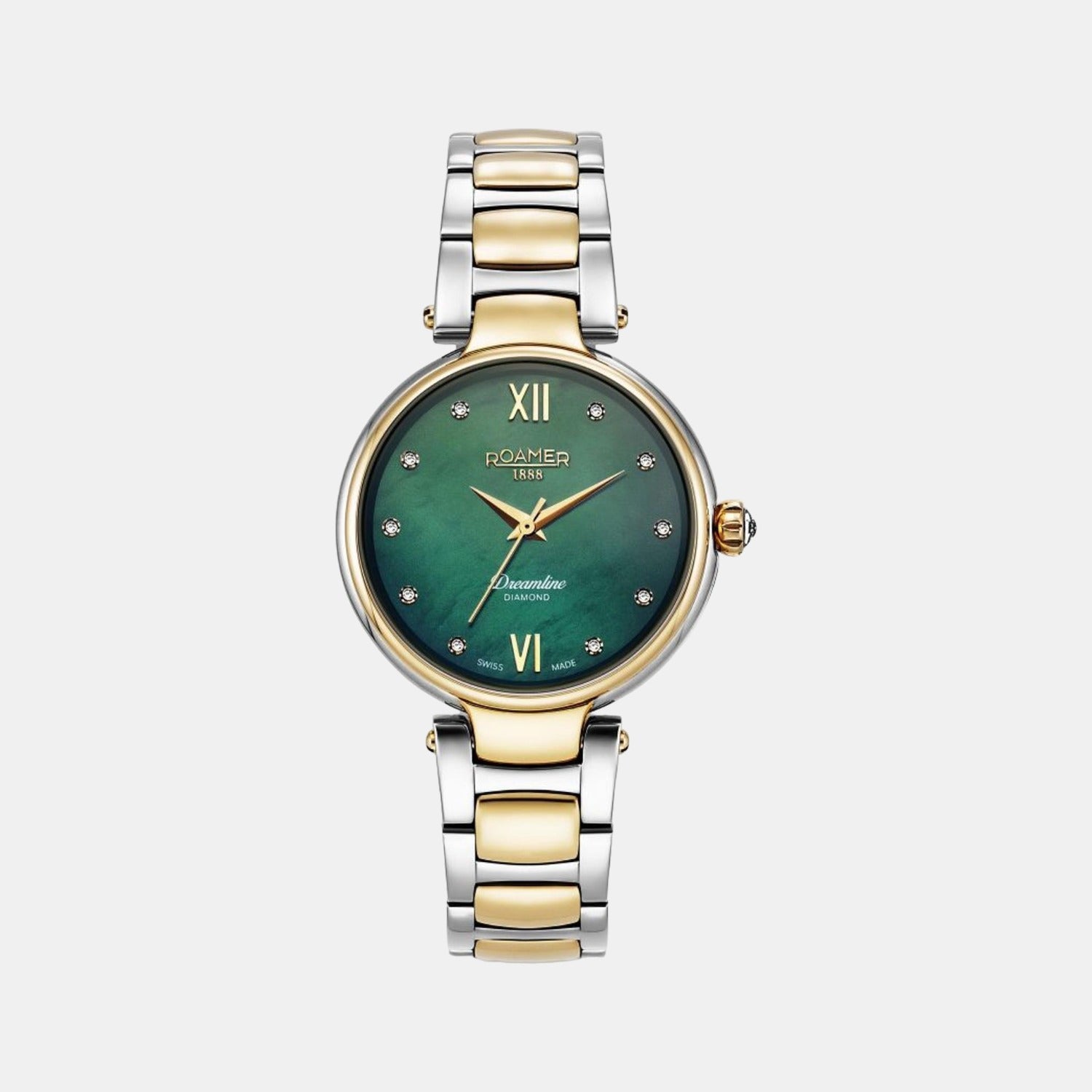 Dreamline Diamond Women Quartz Green Dial Analog Stainless Steel Watch 857847 47 79 50