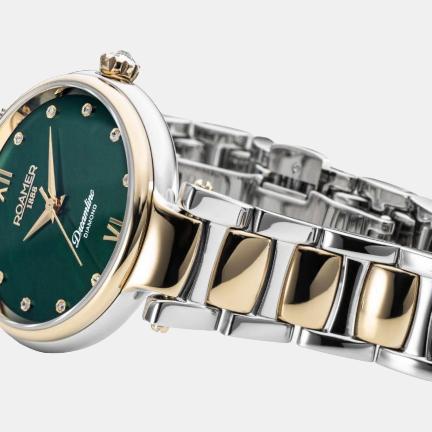 Dreamline Diamond Women Quartz Green Dial Analog Stainless Steel Watch 857847 47 79 50