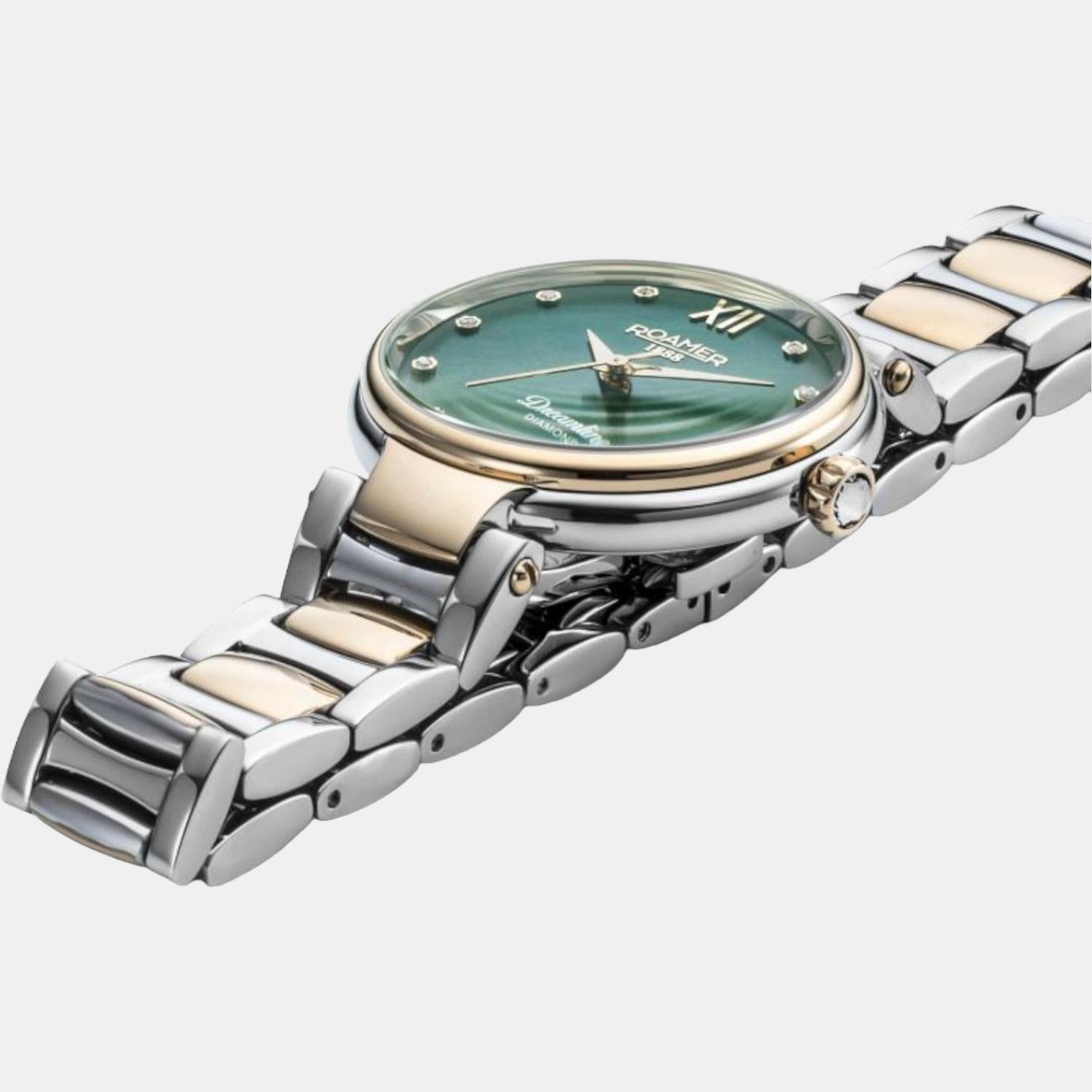 Dreamline Diamond Women Quartz Green Dial Analog Stainless Steel Watch 857847 47 79 50