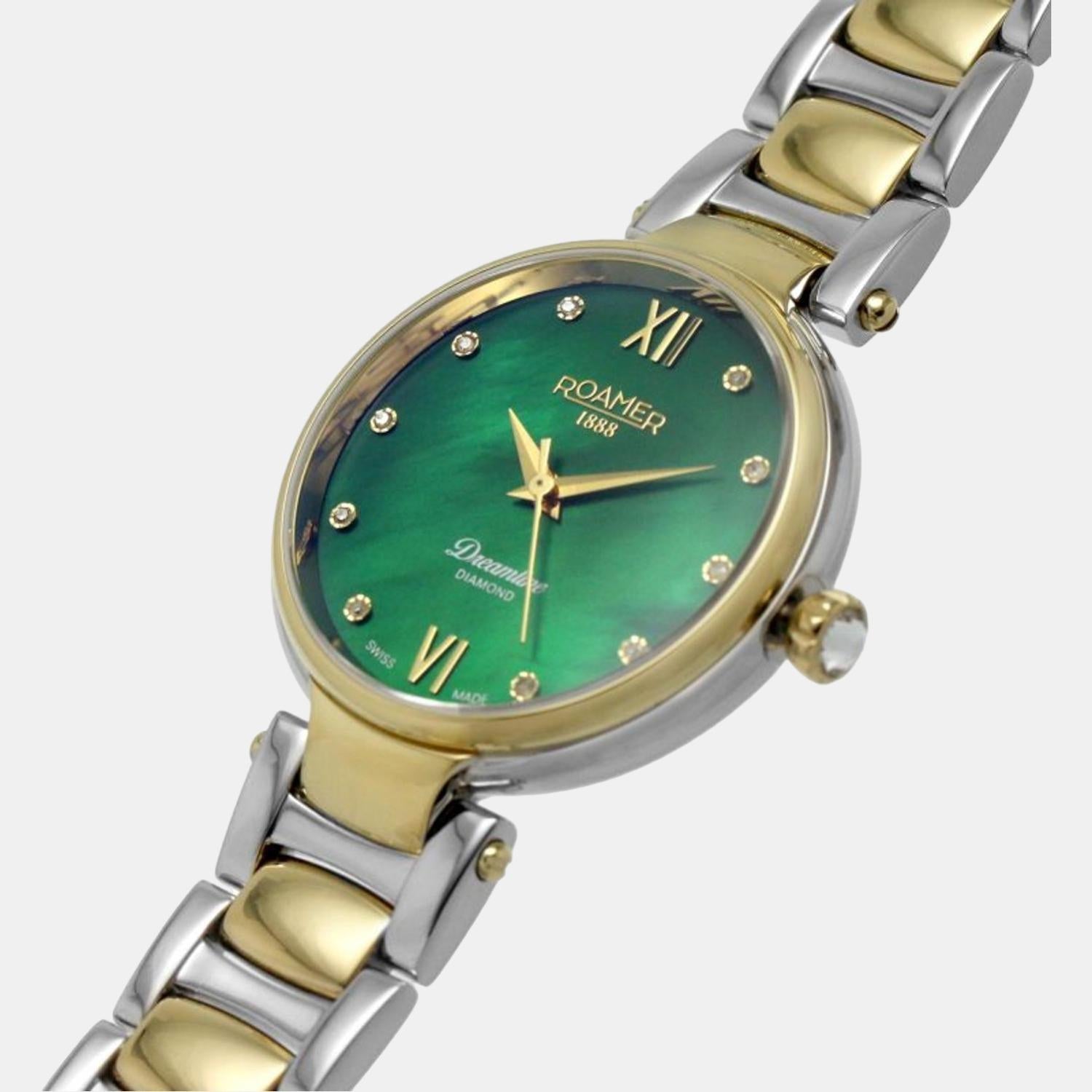 Dreamline Diamond Women Quartz Green Dial Analog Stainless Steel Watch 857847 47 79 50