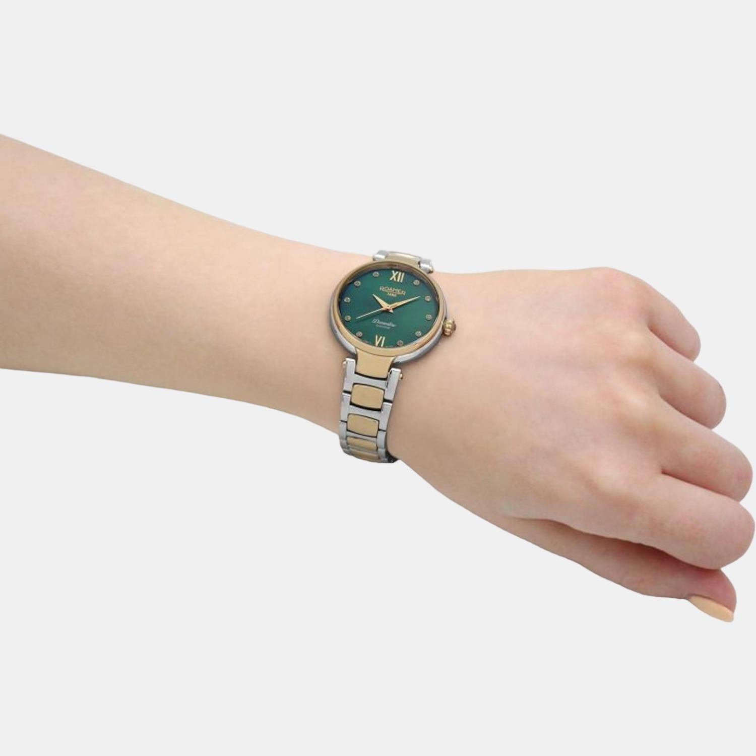 Dreamline Diamond Women Quartz Green Dial Analog Stainless Steel Watch 857847 47 79 50
