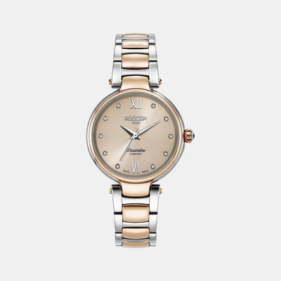 Dreamline Diamond Women Quartz Rose Gold Dial Analog Stainless Steel Watch 857847 49 38 50