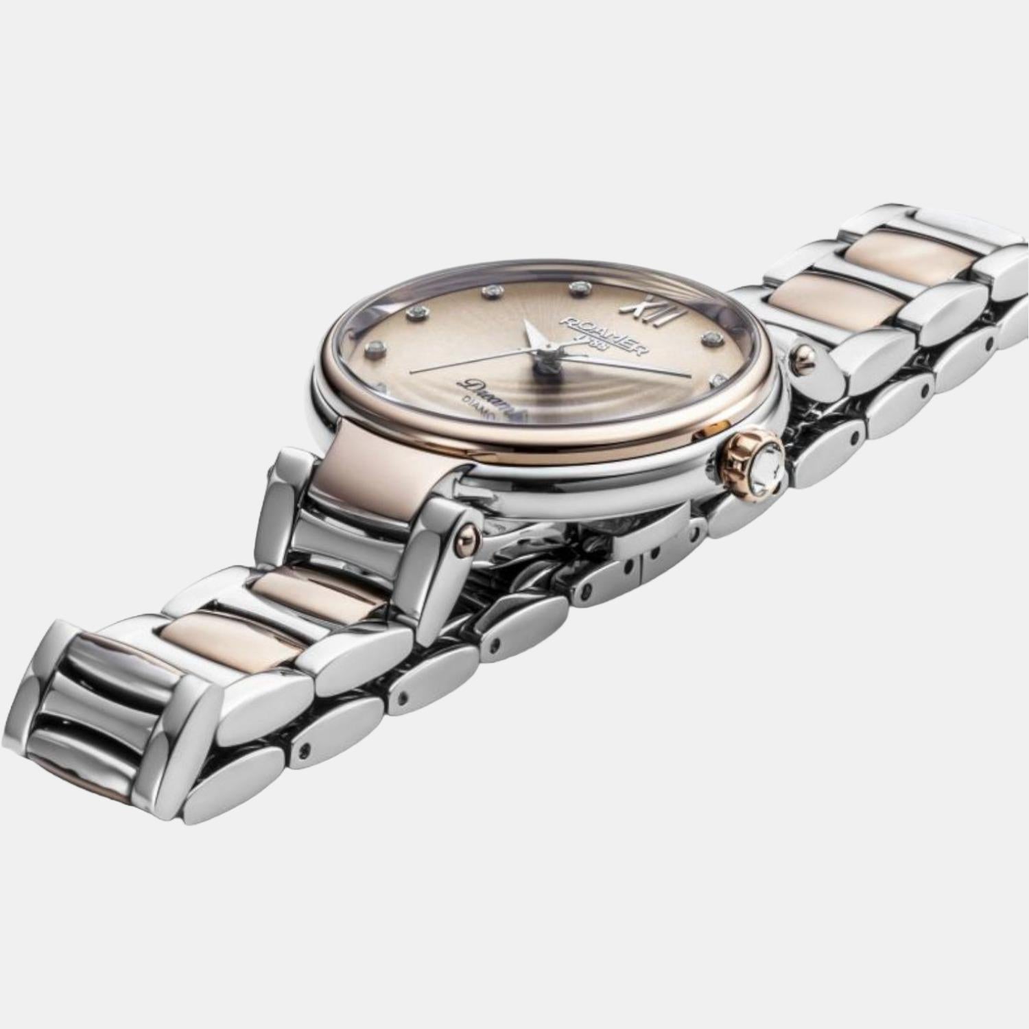 Dreamline Diamond Women Quartz Rose Gold Dial Analog Stainless Steel Watch 857847 49 38 50