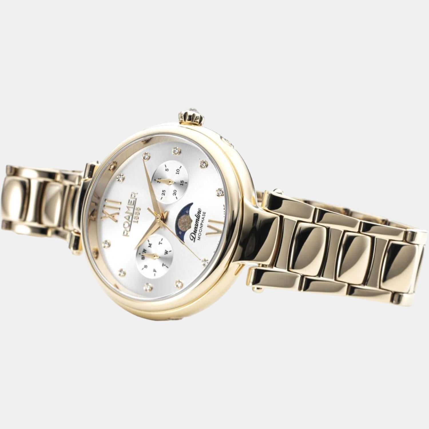 Dreamline Moonphase Women Quartz Silver Dial Analog Stainless Steel Watch 858801 48 29 50