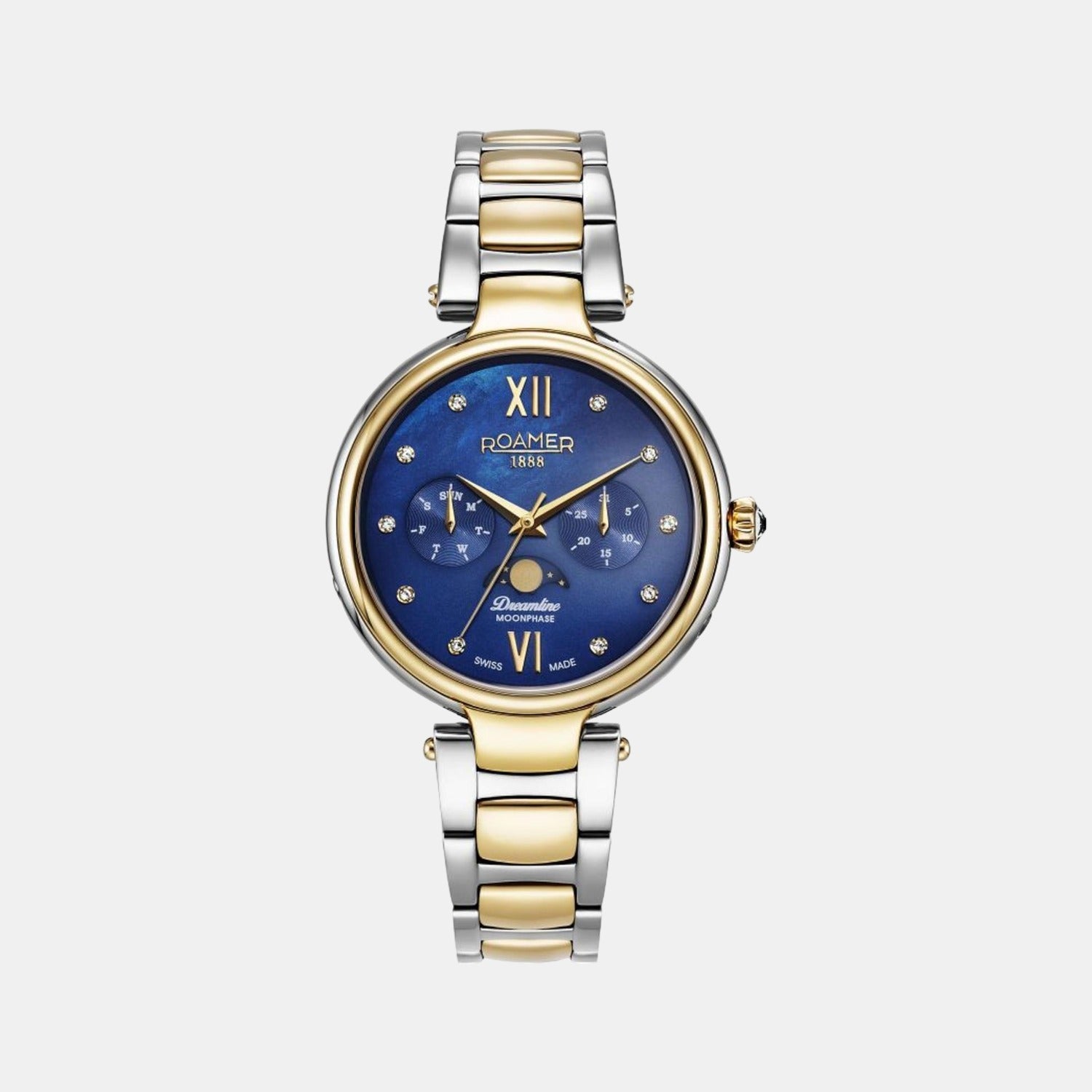 Dreamline Moonphase Women Quartz Blue Dial Analog Stainless Steel Watch 858801 48 49 50