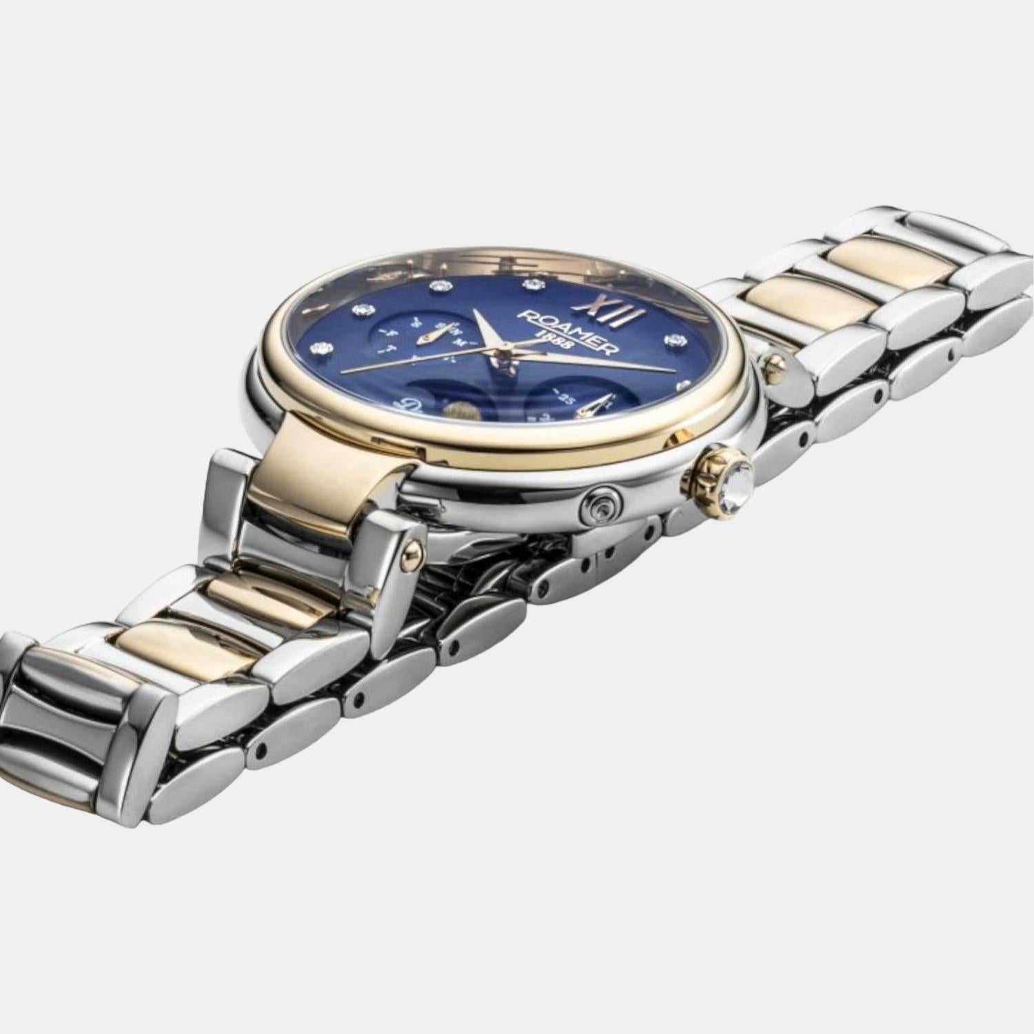Dreamline Moonphase Women Quartz Blue Dial Analog Stainless Steel Watch 858801 48 49 50