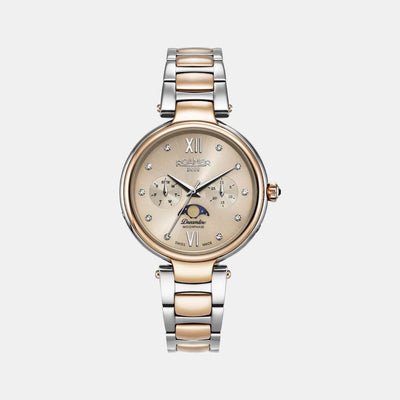 Dreamline Moonphase Women Quartz Rose Gold Dial Analog Stainless Steel Watch 858801 49 38 50