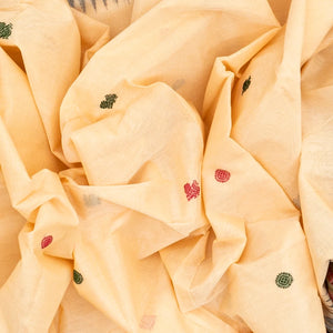 Cream Handloom Korvai Kanchi Cotton Saree With Annam Buttas