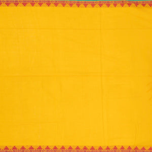 Yellow Handloom Bengal Cotton Saree With Diamond Buttas