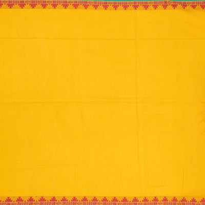 Yellow Handloom Bengal Cotton Saree With Diamond Buttas