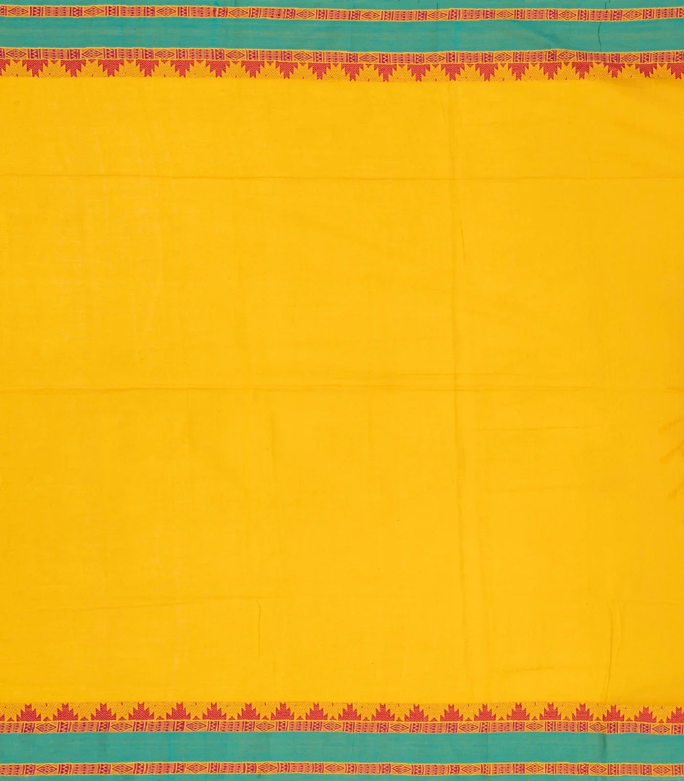 Yellow Handloom Bengal Cotton Saree With Diamond Buttas