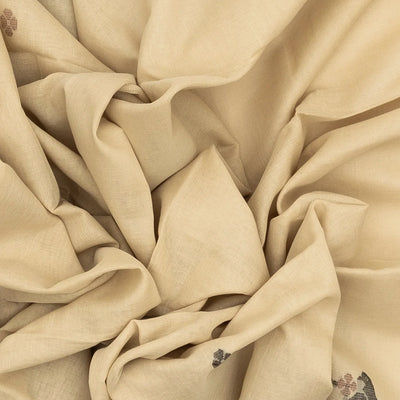 Taupe Handloom Bengal Cotton Saree With Bird Buttas