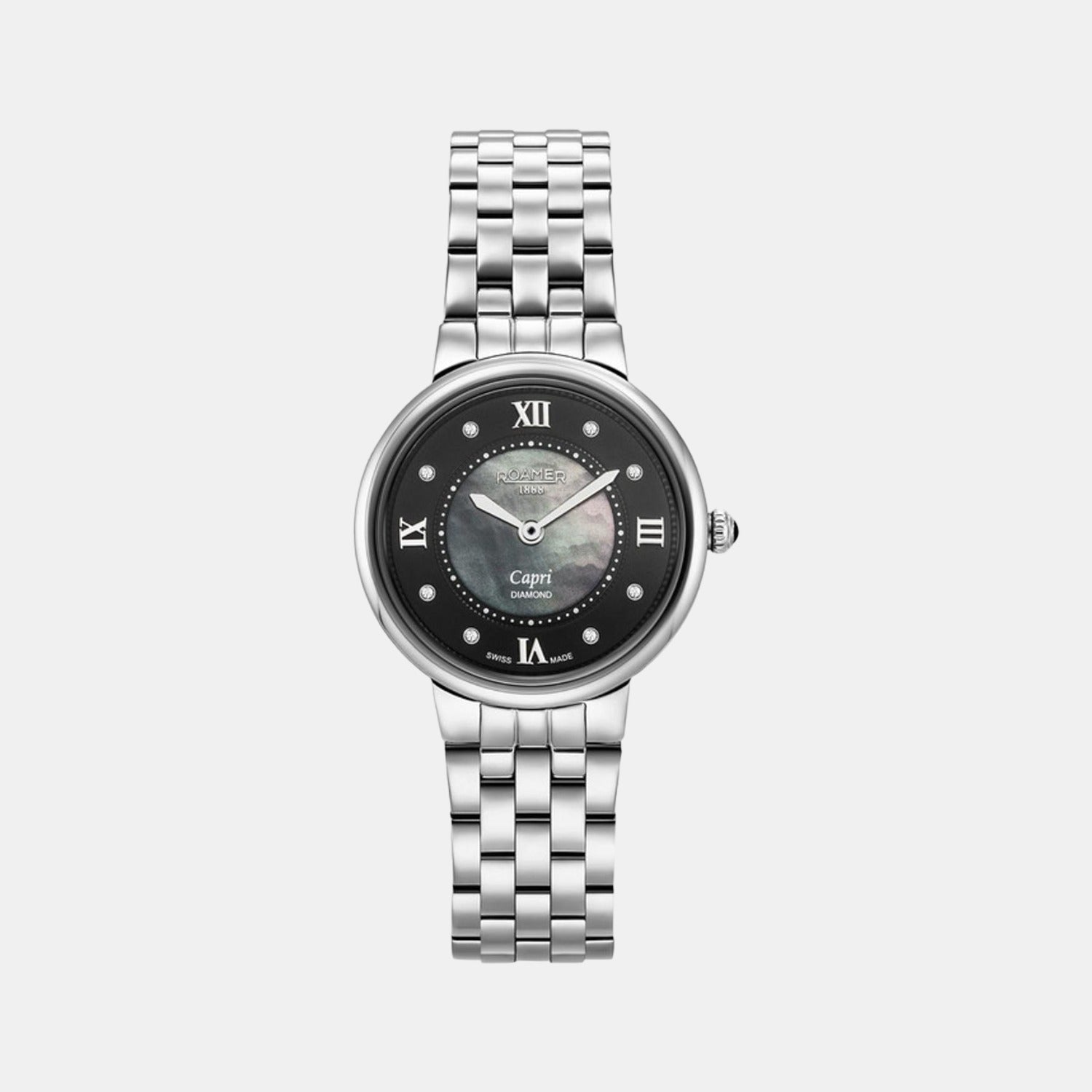 Capri Diamond Women Quartz Black Dial Analog Stainless Steel Watch 859845 41 59 50
