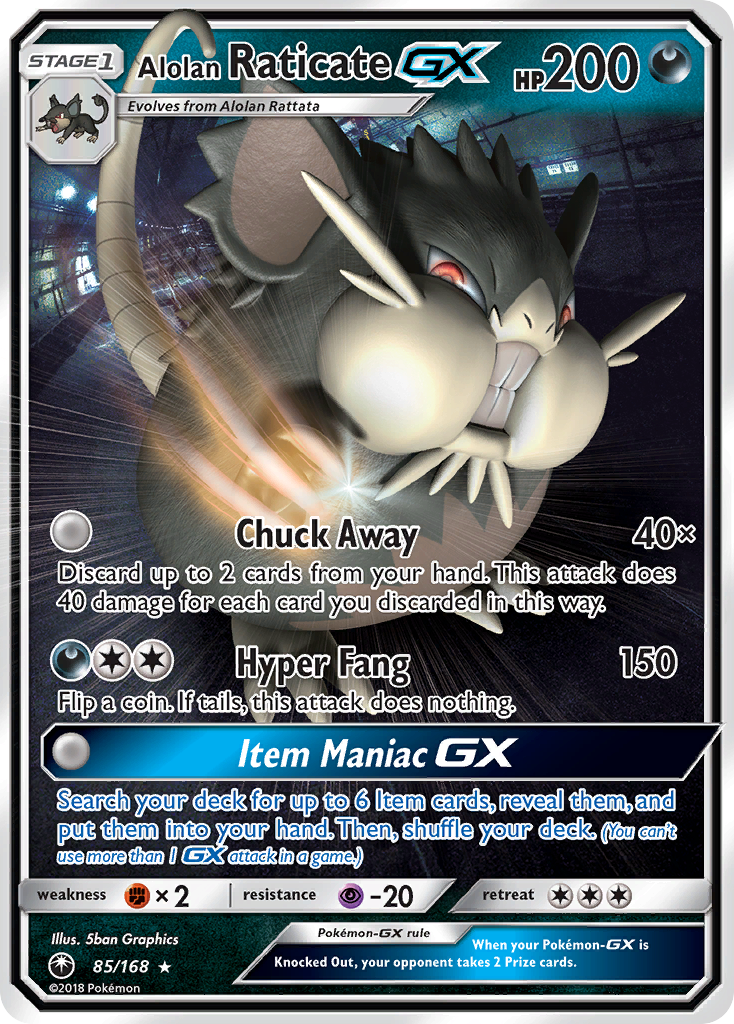 Alolan Raticate-GX - 85/168 - Rare Holo GX