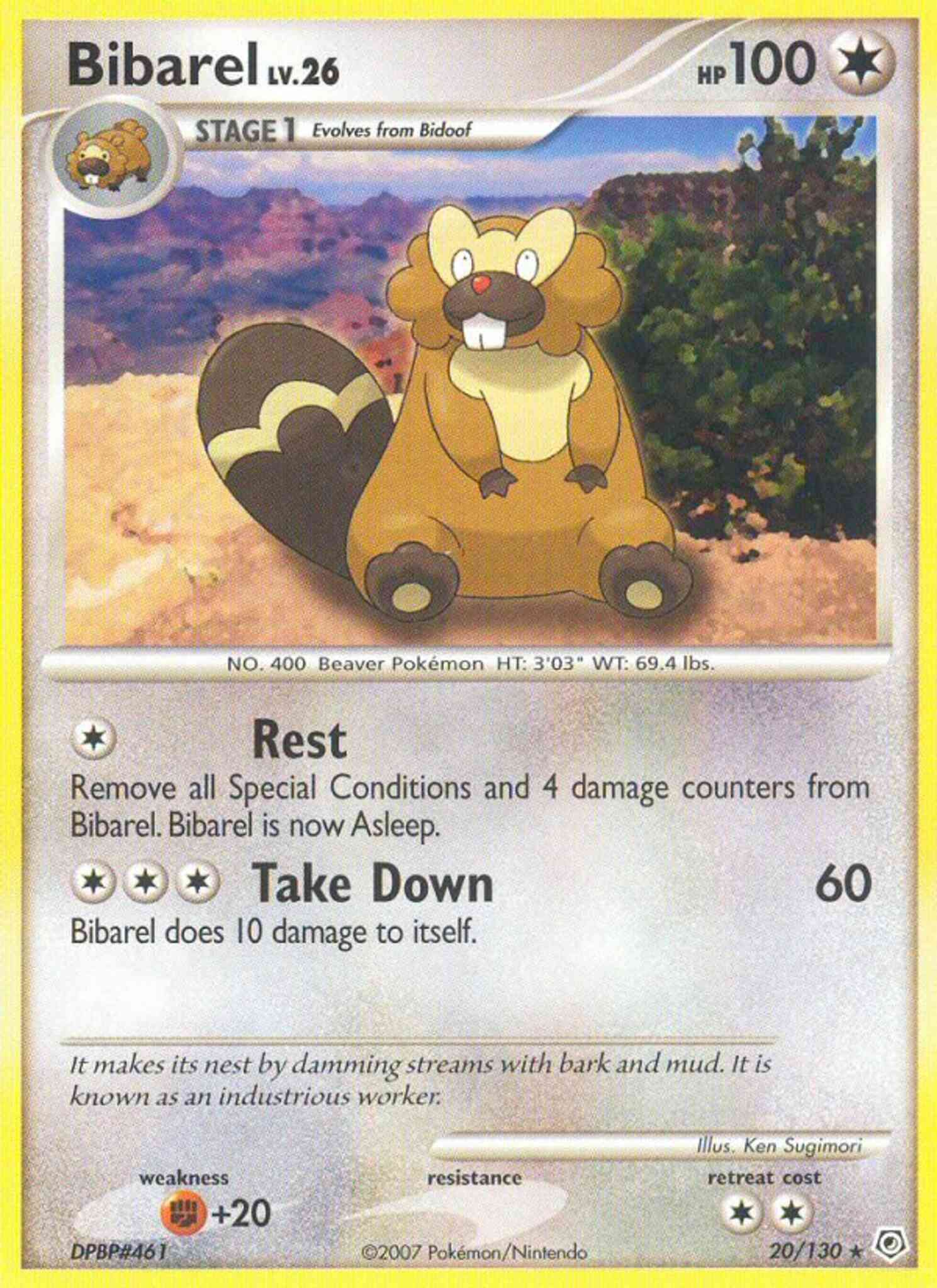 Bibarel - 20/130 - Rare [dp1-20] [Reverse Holo]