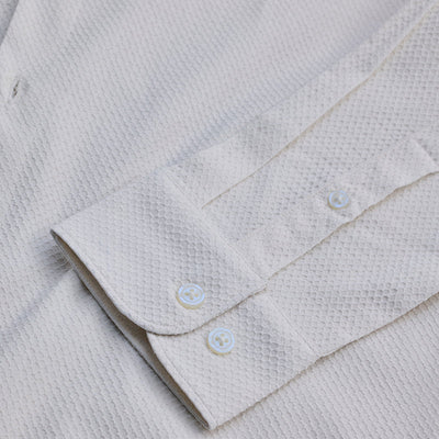 White Textured Slim Fit Shirt