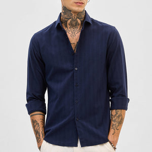 Navy Slim Fit Stripes Shirt