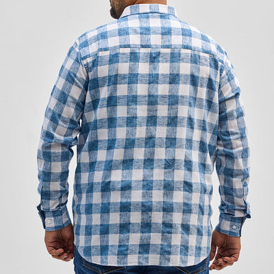 Blue Checks Linen Blend Shirt