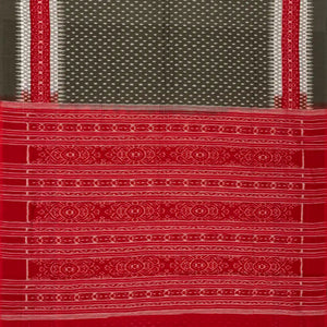 Dark Grey Handloom Orissa Cotton Saree With Tie & Dye Motifs