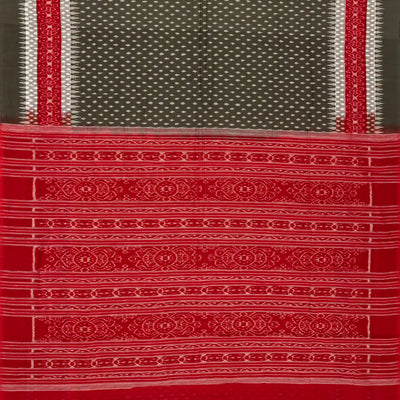 Dark Grey Handloom Orissa Cotton Saree With Tie & Dye Motifs