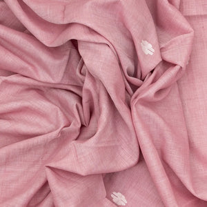 Dusty Pink Handloom Bengal Cotton Saree With Flower Buttas