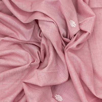 Dusty Pink Handloom Bengal Cotton Saree With Flower Buttas