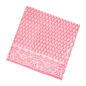 Pink Woven Jaipur Cotton Saree Printed With White Floral Motifs