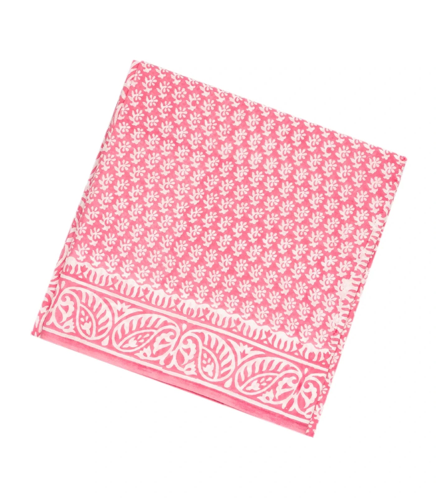 Pink Woven Jaipur Cotton Saree Printed With White Floral Motifs