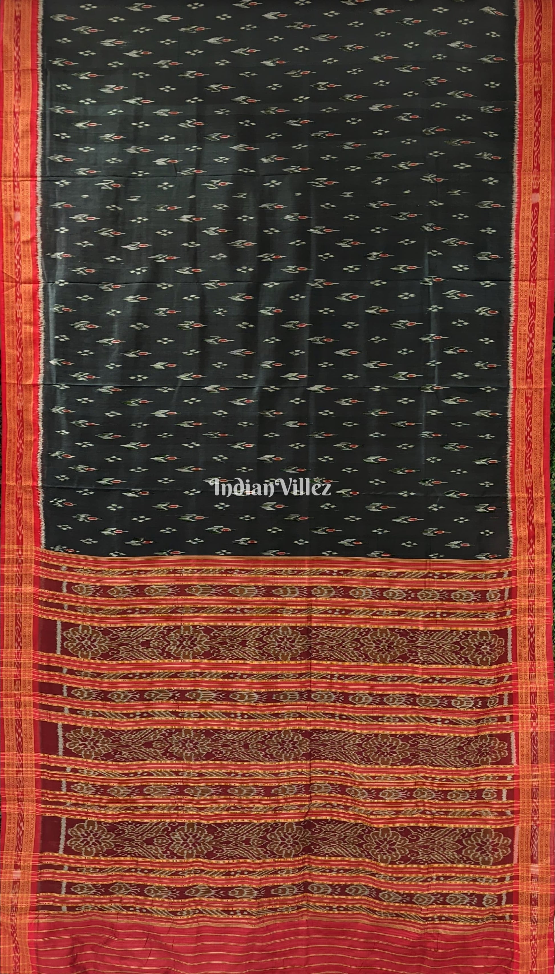 Black Mayur Chandrika Khandua Silk Saree