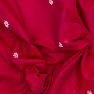 Hot Pink Handloom Bengal Cotton Saree With Floral Buttas