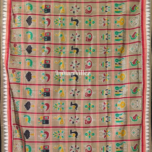 Beige Odisha Handloom Nabakothi Silk Dupatta