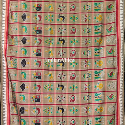 Beige Odisha Handloom Nabakothi Silk Dupatta