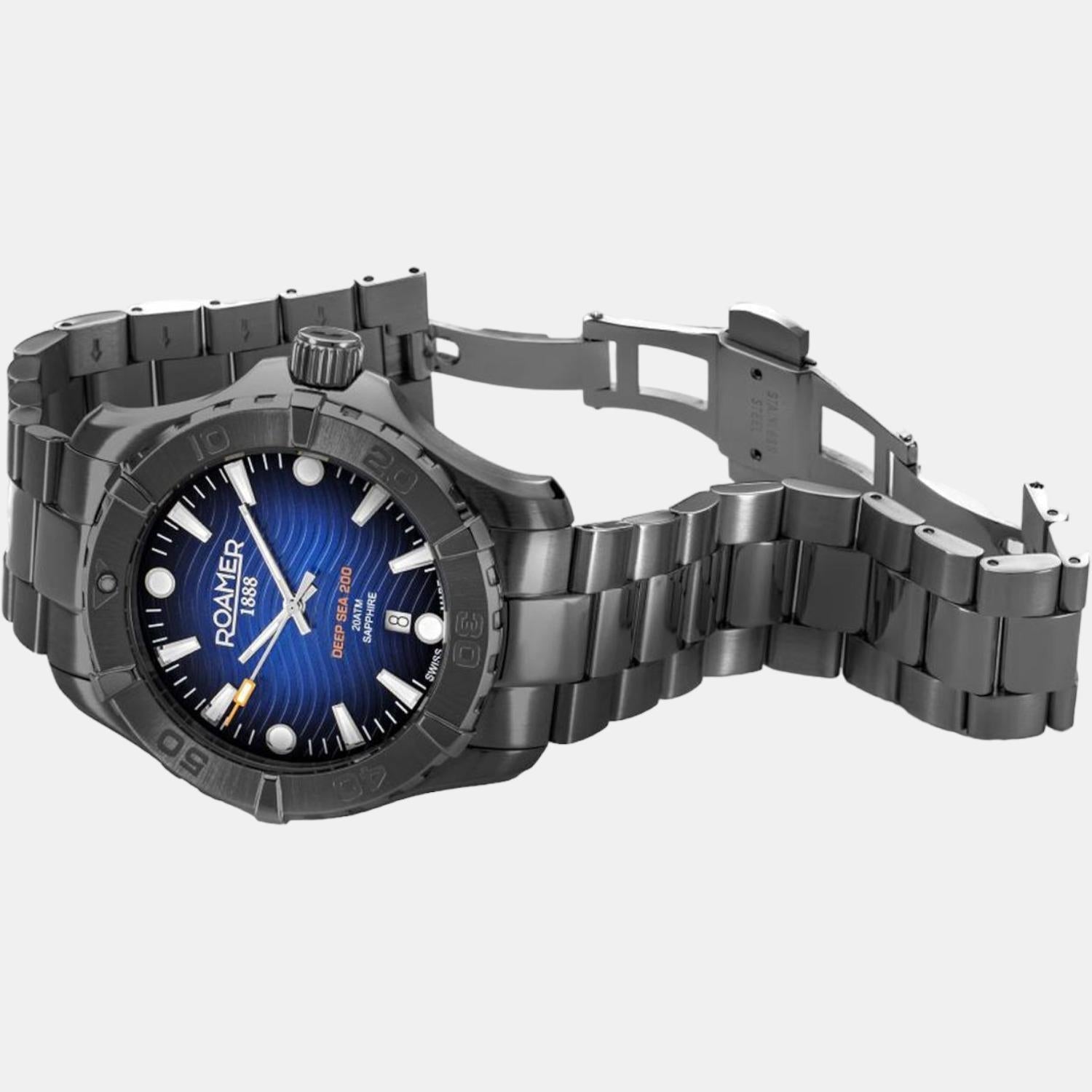 Deep Sea 200 Men Quartz Blue Dial Analog Stainless Steel Watch 860833 44 45 70