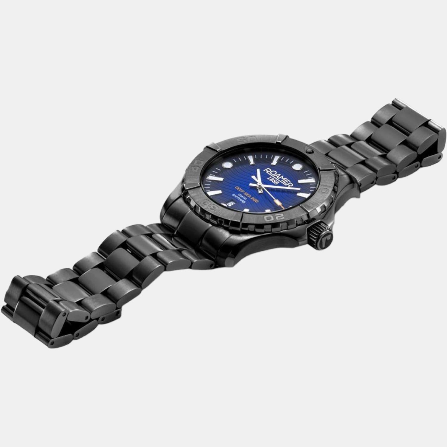 Deep Sea 200 Men Quartz Blue Dial Analog Stainless Steel Watch 860833 44 45 70