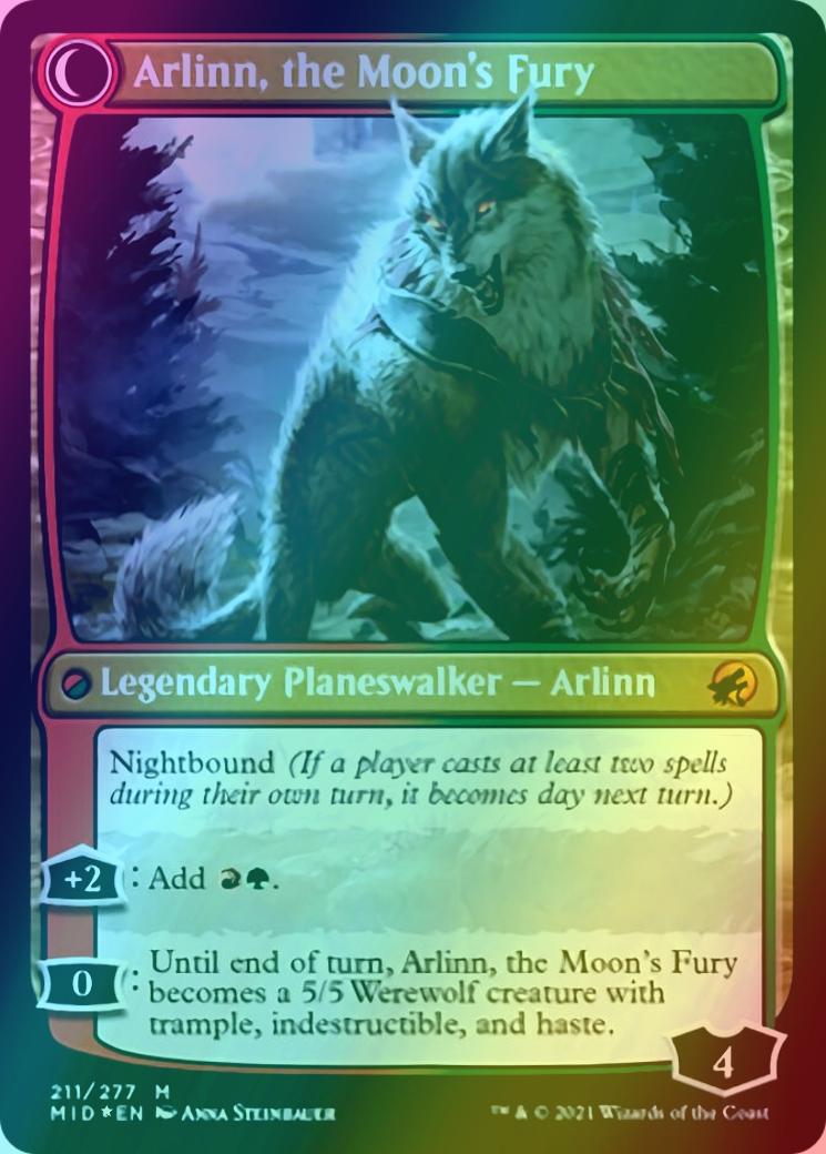 Arlinn, the Pack's Hope // Arlinn, the Moon's Fury [Prerelease] [211s] [Innistrad: Midnight Hunt Promos] [Foil]