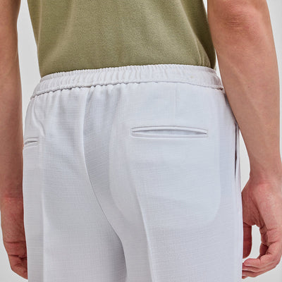 White Textured Relaxed Fit Trousers
