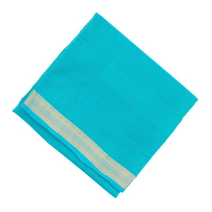 Sky Blue Mangalagiri Cotton Saree With Zari Border