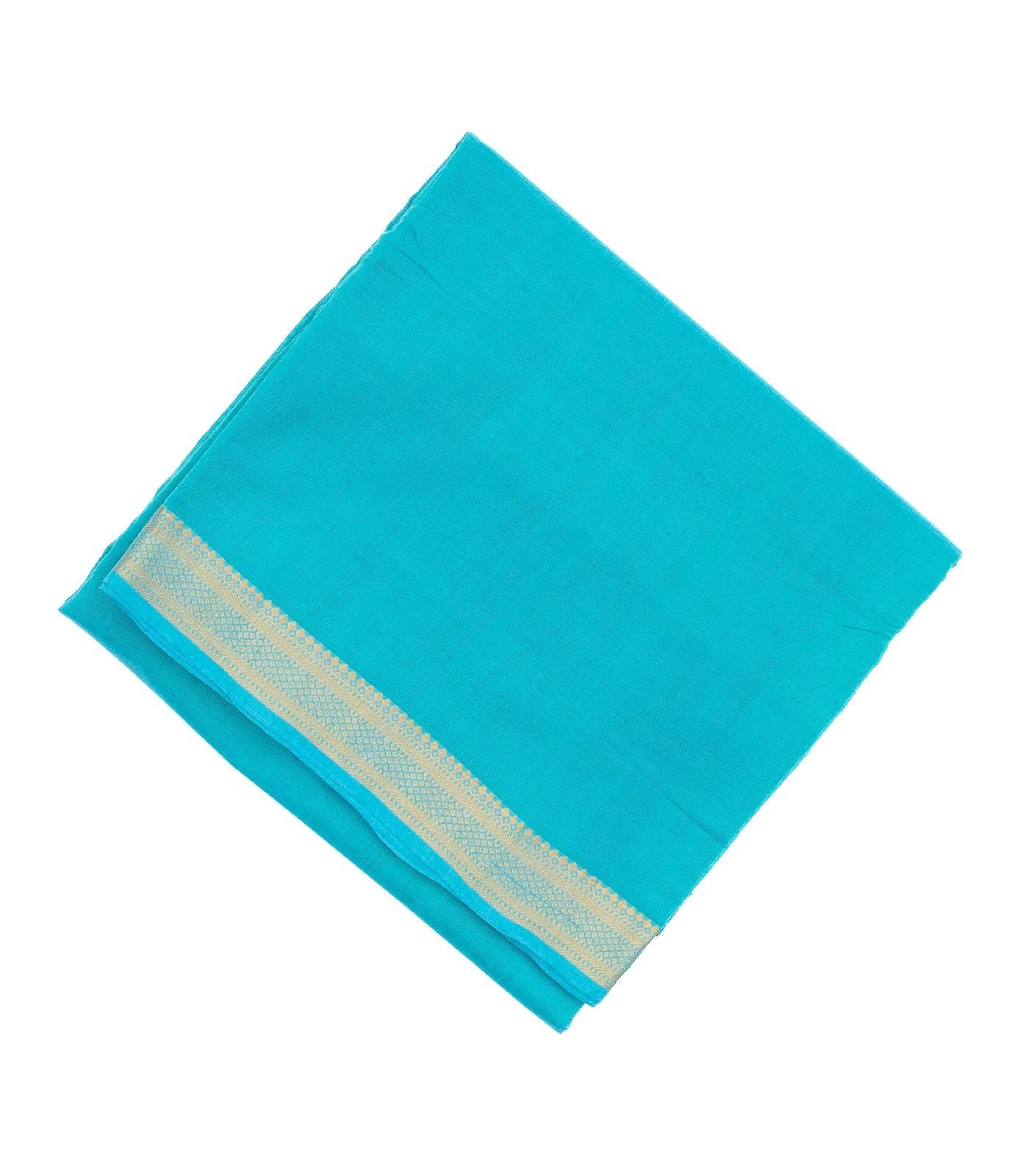 Sky Blue Mangalagiri Cotton Saree With Zari Border