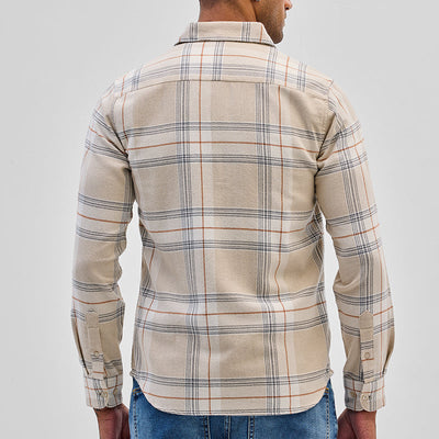 Beige Checks Slim Fit Shirt