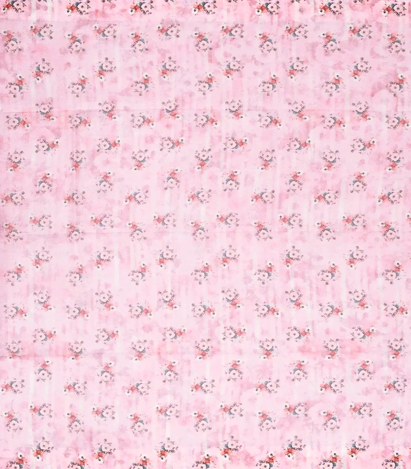 Pink Handloom Linen Saree With Printed Flowers