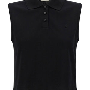 Saint Laurent Cassandre Embroidered Polo Shirt