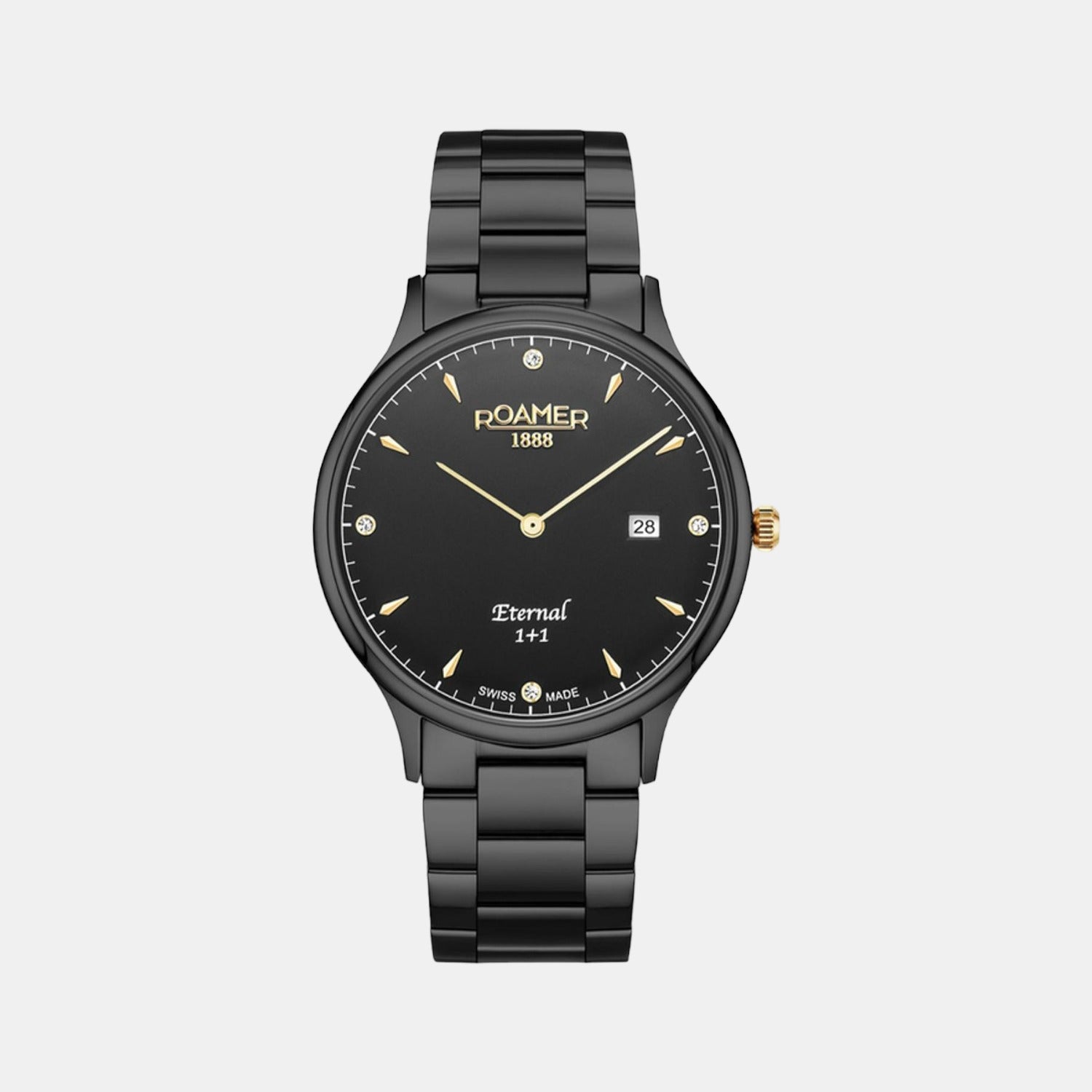 Eternal Men Quartz Black Dial Analog Stainless Steel Watch 863833 45 55 50