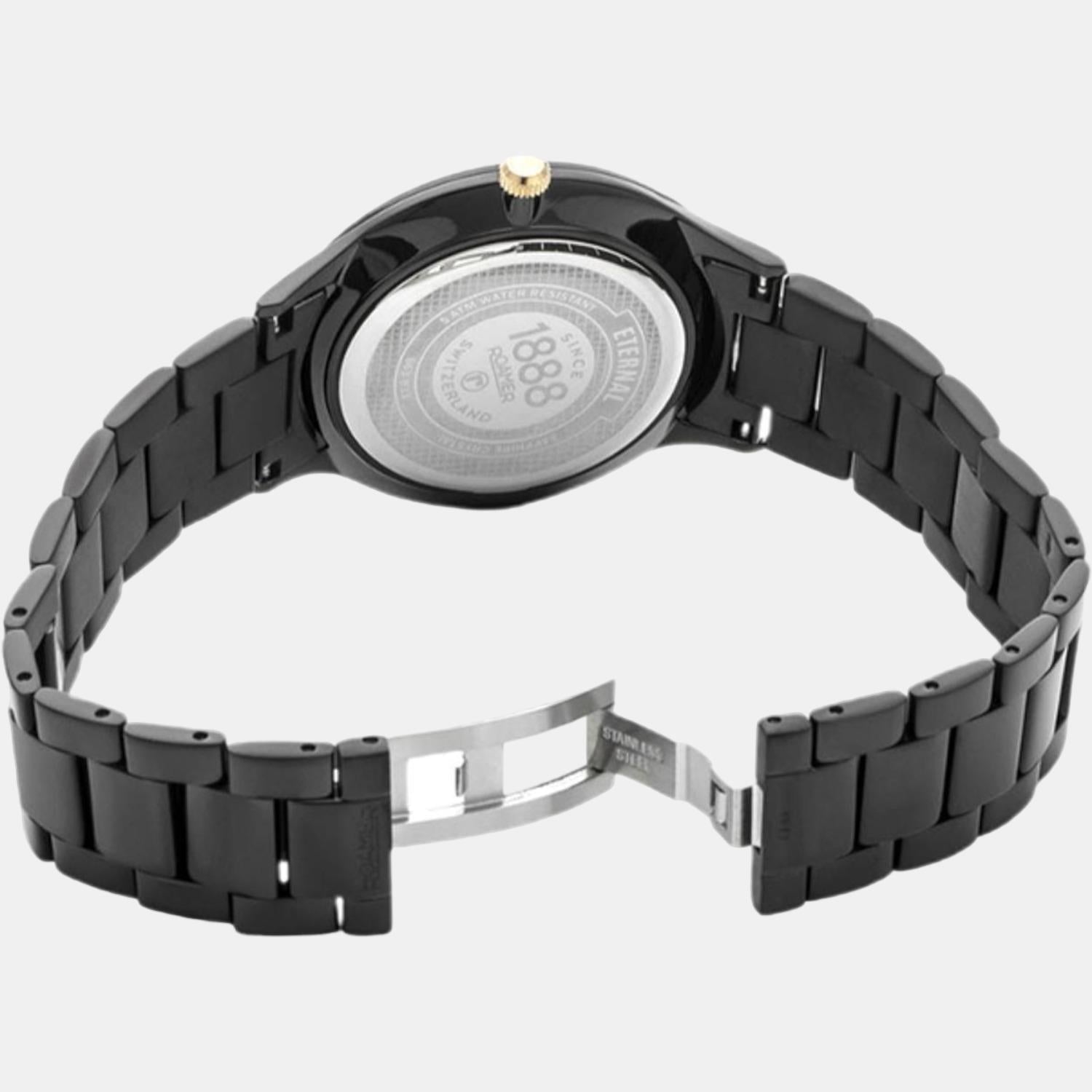 Eternal Men Quartz Black Dial Analog Stainless Steel Watch 863833 45 55 50