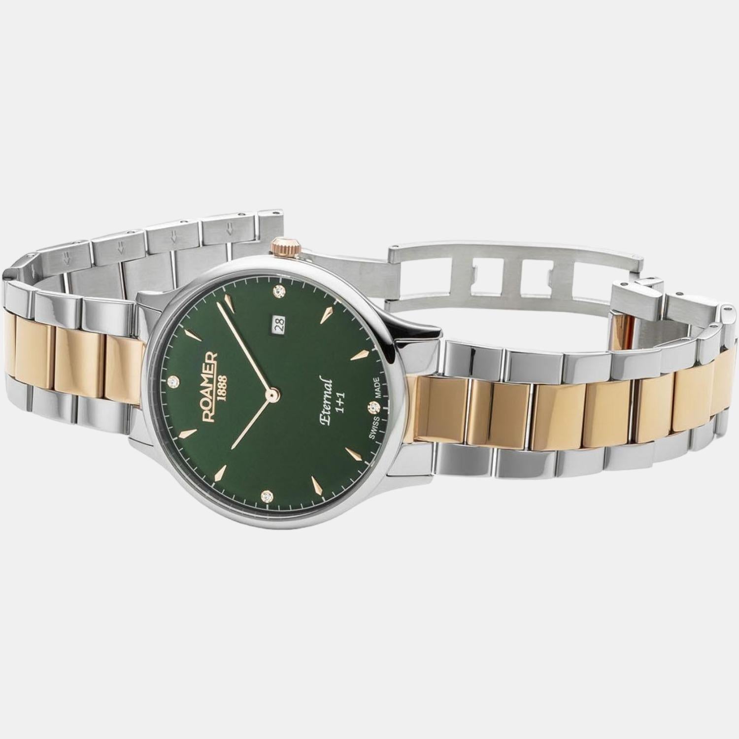 Eternal Men Quartz Green Dial Analog Stainless Steel Watch 863833 49 75 50