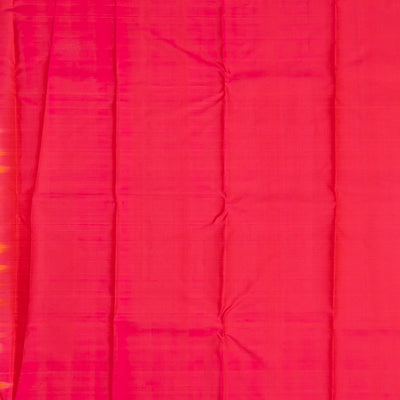 Orange Handloom Kanchipuram Silk Saree With Checks & Buttas