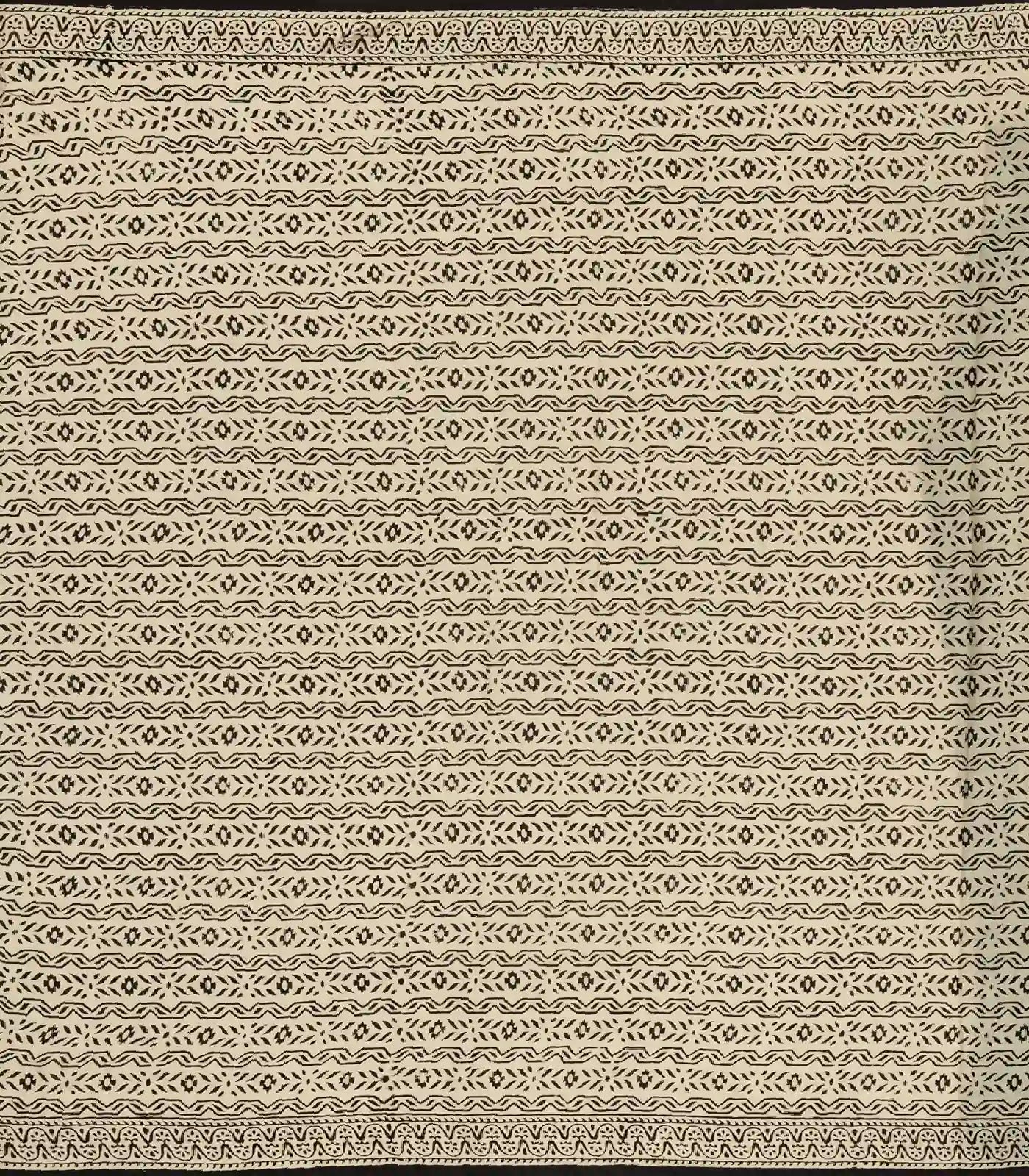 Cream Woven Jaipur Cotton Saree Printed With Floral Motifs