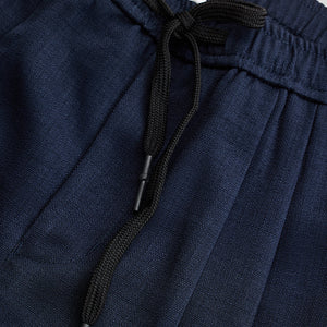 Navy Textured Relaxed Fit Trousers