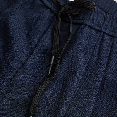 Navy Textured Relaxed Fit Trousers