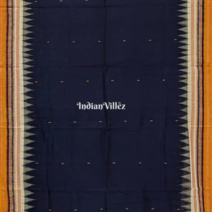 Blue White Yellow Bomkai Sambalpuri Cotton Saree